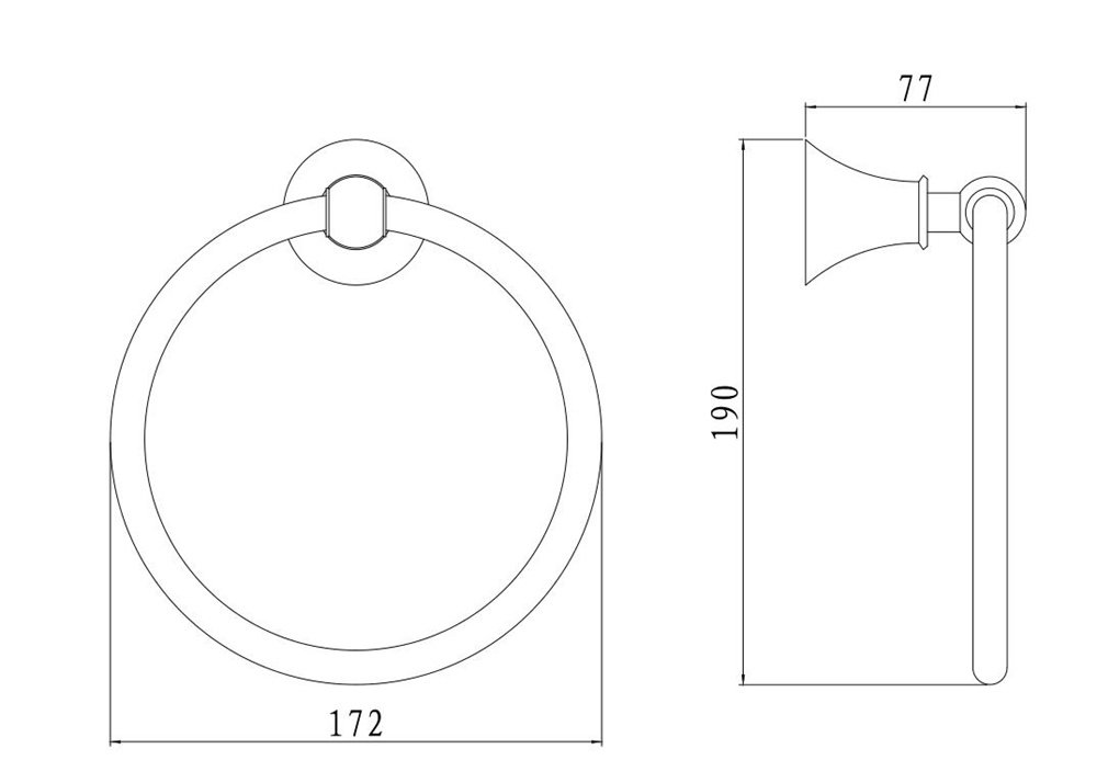 Chrome Color Towel Ring and Zinc Round Bathroom Accessories