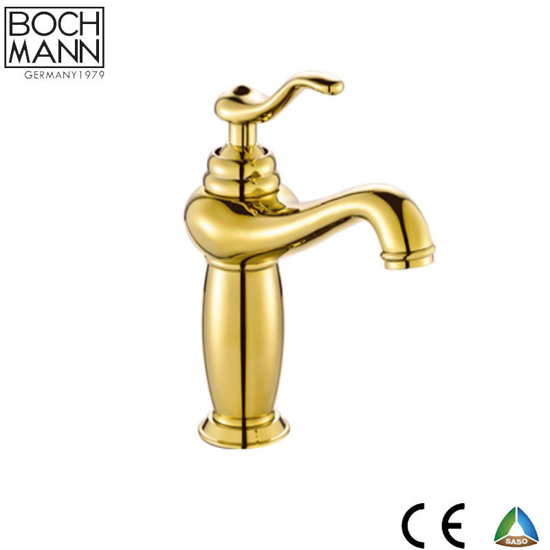 Middle East Economic Price Brass / Zinc Body Gold Rose Gold Basin Water Tap with Saso