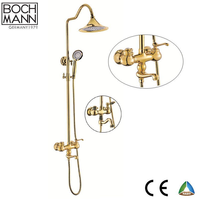 Luxury Design Brass Body Golden Color Single Lever Bath Rain Shower Set