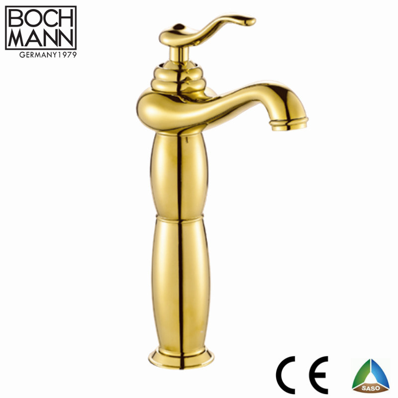 Middle East Economic Price Brass / Zinc Body Gold Rose Gold Basin Water Tap with Saso