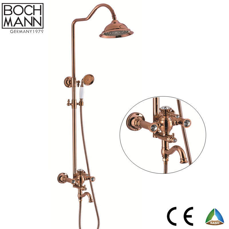 Luxury Design Brass Body Golden Color Single Lever Bath Rain Shower Set