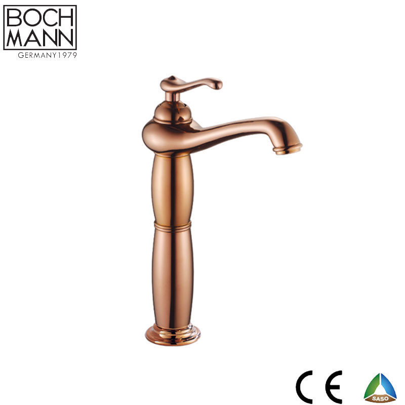 Middle East Economic Price Brass / Zinc Body Gold Rose Gold Basin Water Tap with Saso