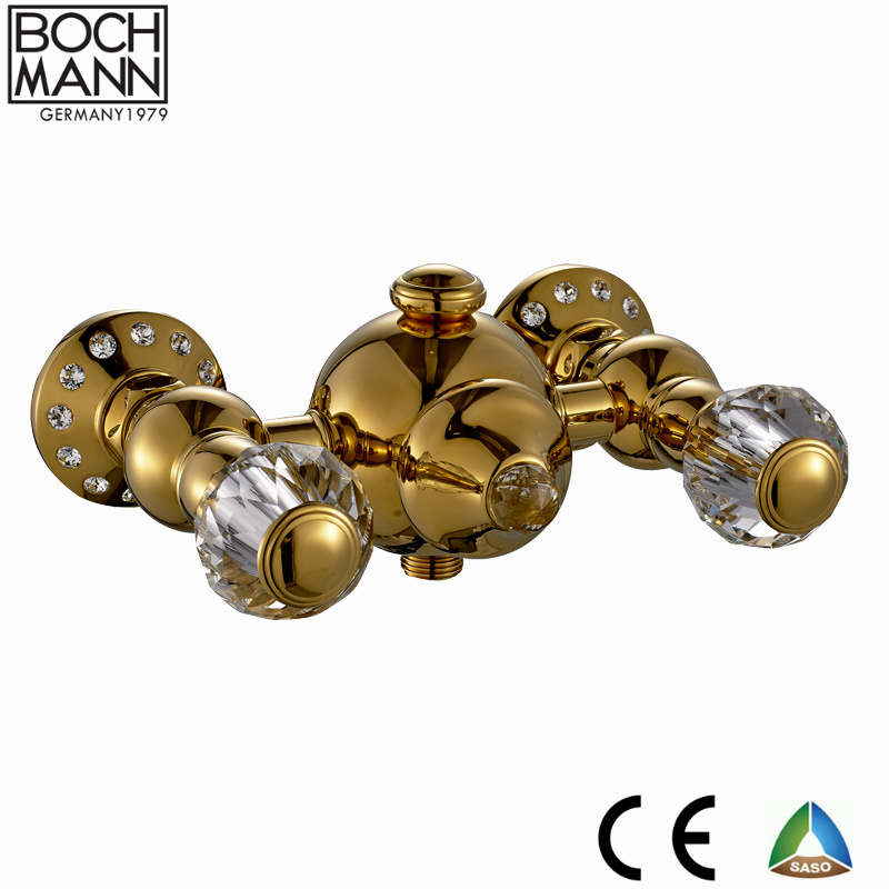 Traditional Luxury Full Brass Golden Sanitary Ware Bathroom Shower Set Tap