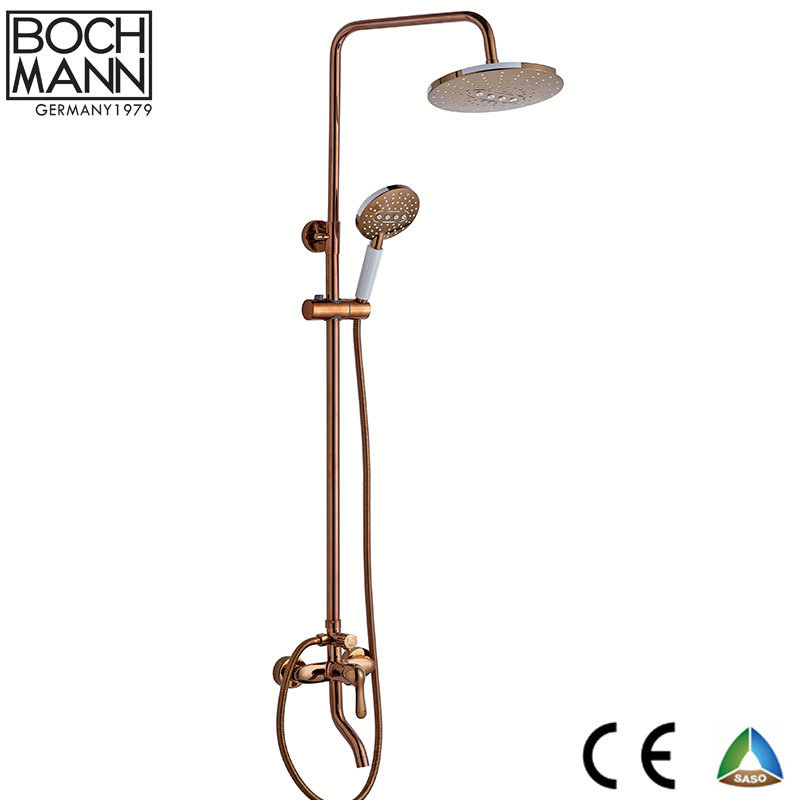 Luxury Chrome Gold Rose Gold Double Handle Bathroom Bath Faucet with Hand Shower