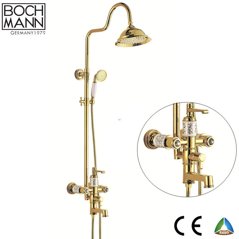 Luxury Design Brass Body Golden Color Single Lever Bath Rain Shower Set