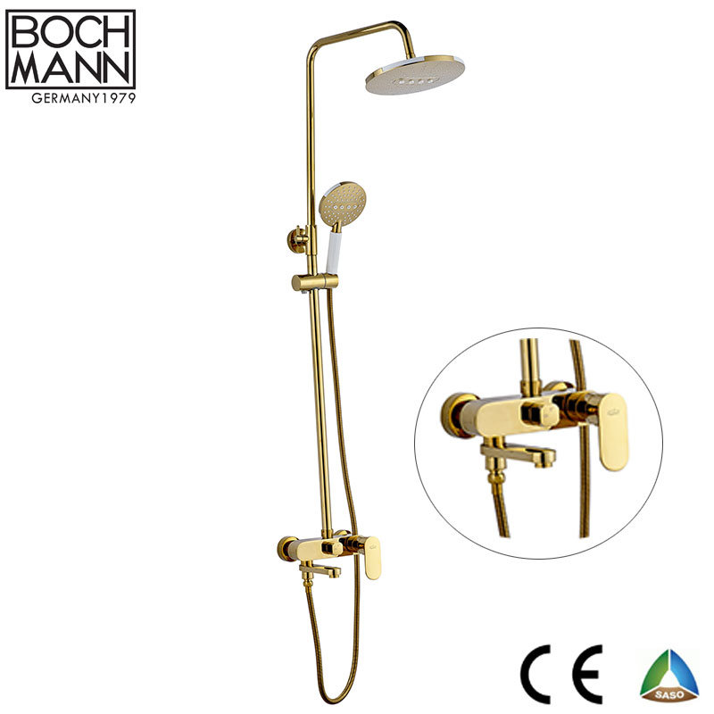 Luxury Design Brass Body Golden Color Single Lever Bath Rain Shower Set