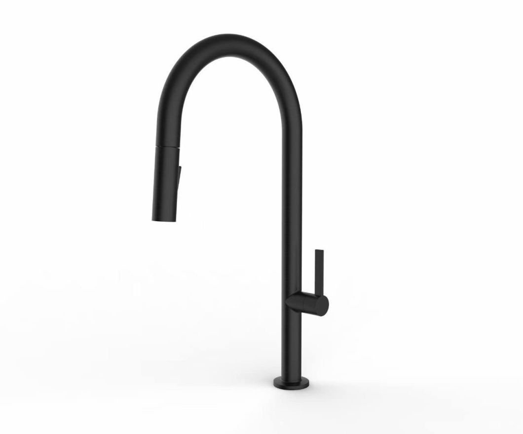 Matte Black White Rose Gold Brass Sink Water Tap with Pull out Sprayer