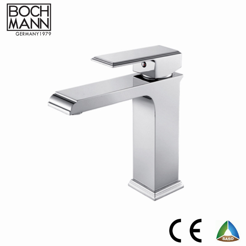 Square Shape with Curved Edge Chrome Orb Color Short Basin Water Tap