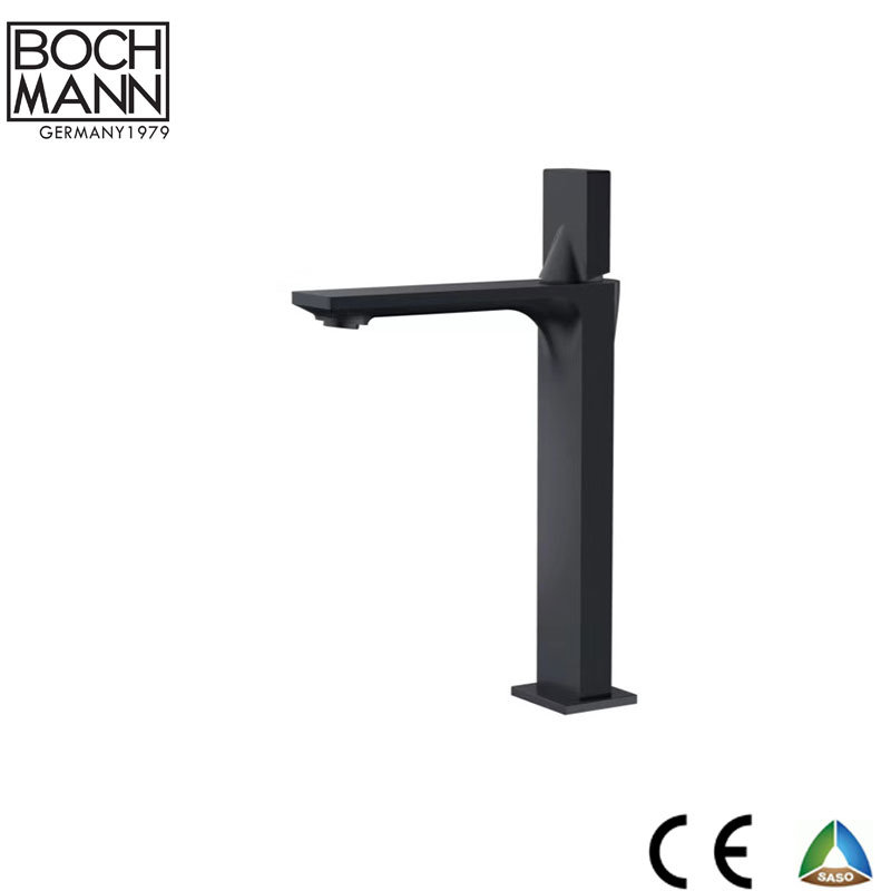 Matt Black Color Morden Design Swivel Handle Brass Bathroom Water Mixer